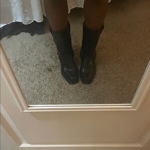 Black Harley Davidson Leather Harness Boots